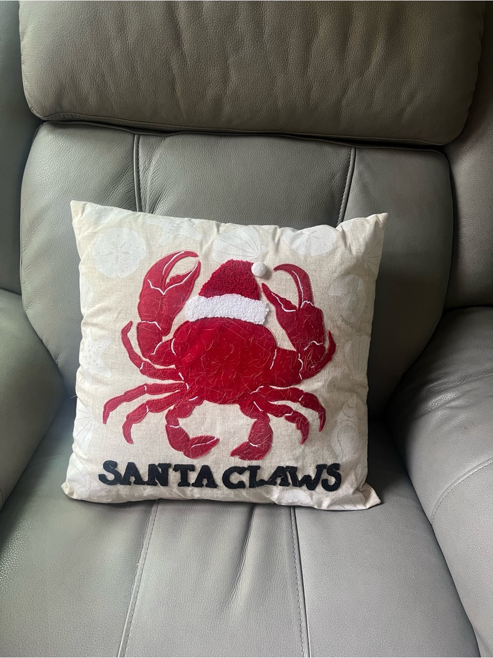 St. Nicholas Square Red & Cream 'Santa Claws' Holiday Throw Pillow Size 15x15